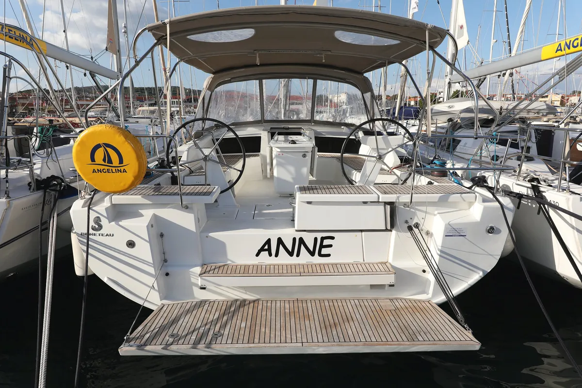 Exterior view of Anne, a Beneteau Oceanis 46.1 sailboat at Grad Vodice, Croatia