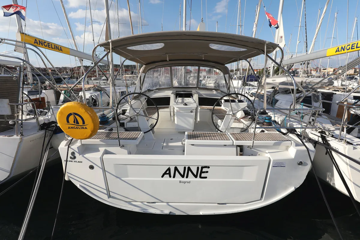 Exterior view of Anne, a Beneteau Oceanis 46.1 sailboat at Grad Vodice, Croatia