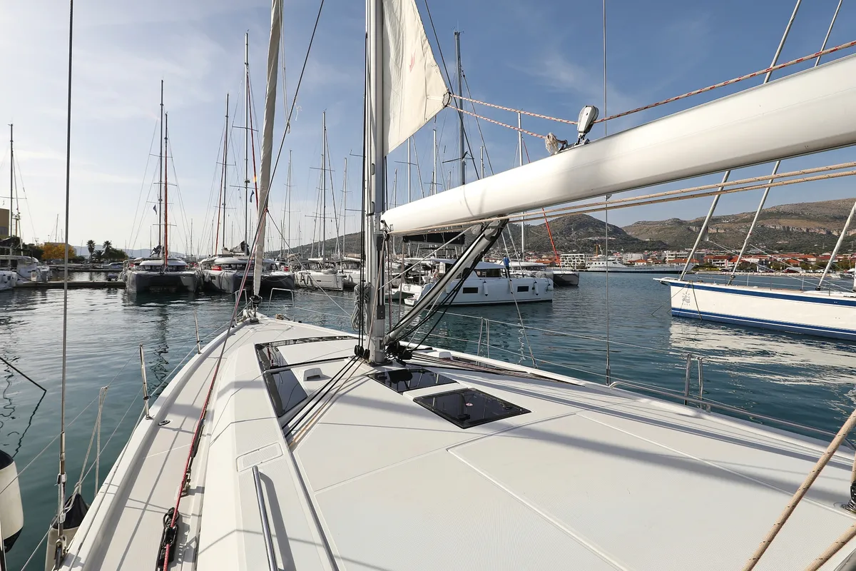 Exterior view of Anne, a Beneteau Oceanis 46.1 sailboat at Grad Vodice, Croatia