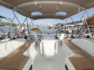 Cockpit of Anne, a Beneteau Oceanis 46.1 sailboat at Grad Vodice, Croatia