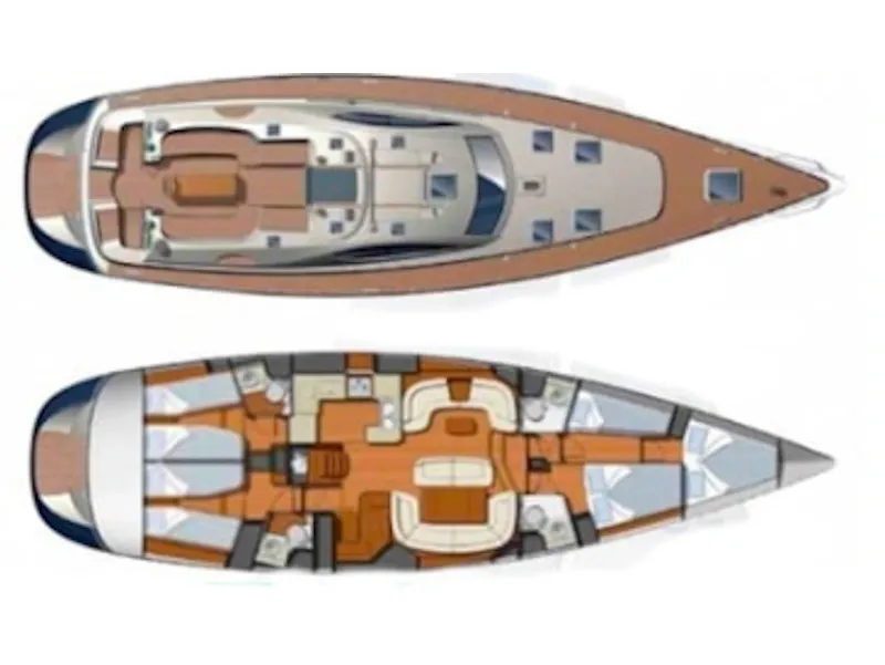 Floor plan of Mata, a Jeanneau Sun Odyssey 54DS sailboat at Pisticci, Italy
