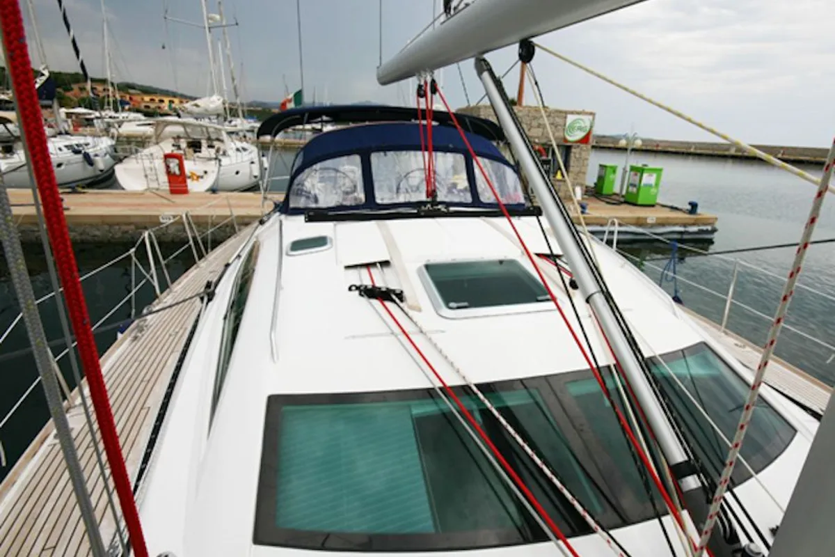 Deck of Mata, a Jeanneau Sun Odyssey 54DS sailboat at Pisticci, Italy