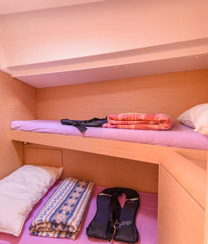 Cabin on Birbona, a Jeanneau Sun Odyssey 449 sailboat at San Vincenzo, Italy