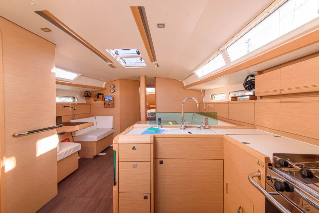 Galley of Birbona, a Jeanneau Sun Odyssey 449 sailboat at San Vincenzo, Italy