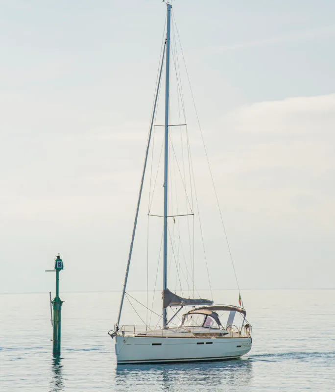 Exterior view of Birbona, a Jeanneau Sun Odyssey 449 sailboat at San Vincenzo, Italy