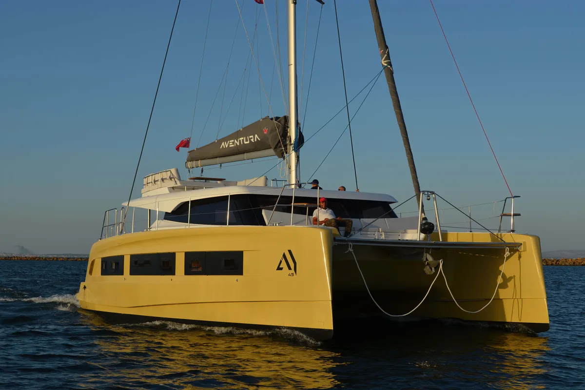 Carlota I, a Aventura 45 catamaran at Grimaud, France