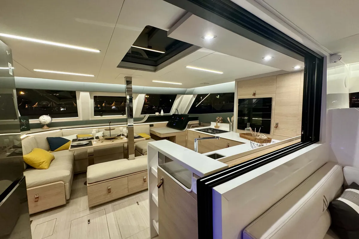 Carlota I, a Aventura 45 catamaran at Grimaud, France