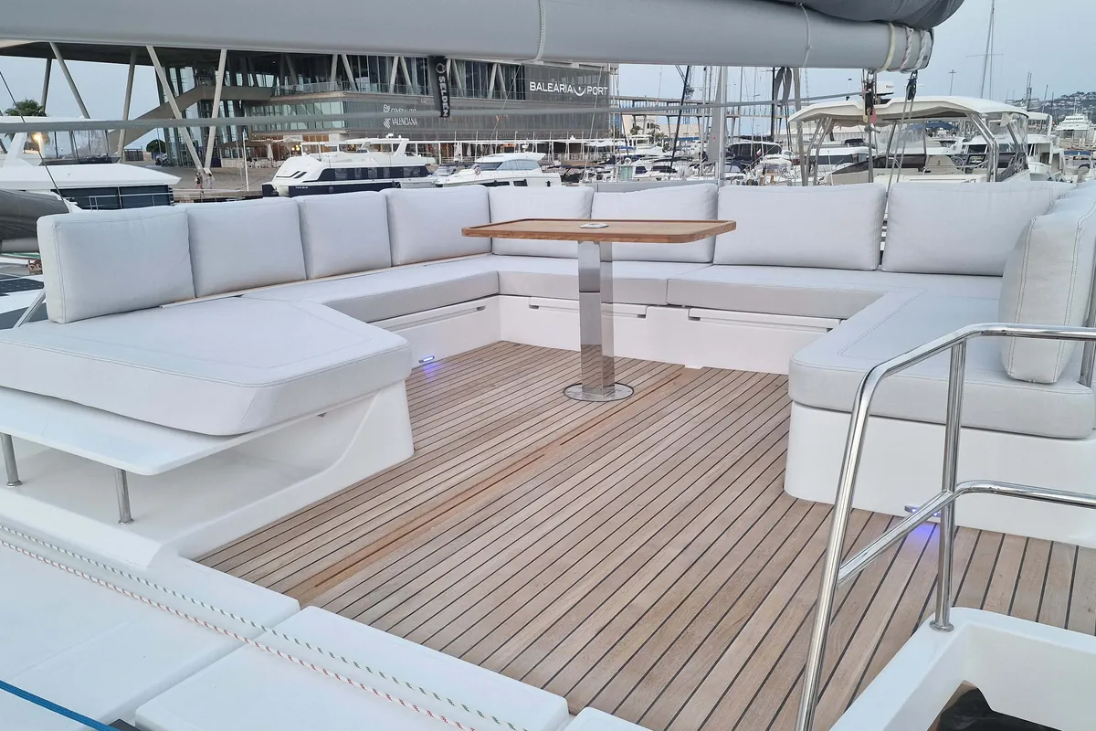 Carlota I, a Aventura 45 catamaran at Grimaud, France