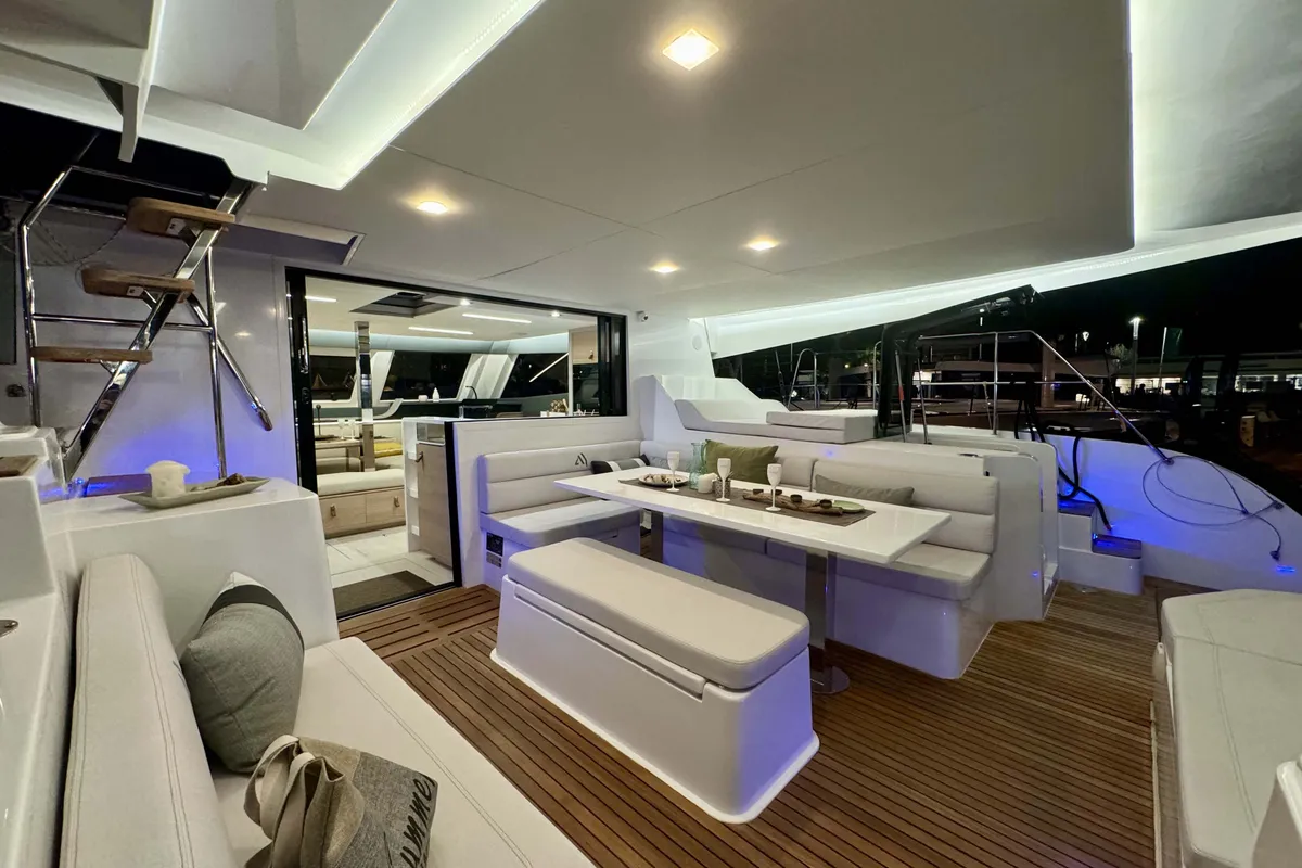 Carlota I, a Aventura 45 catamaran at Grimaud, France