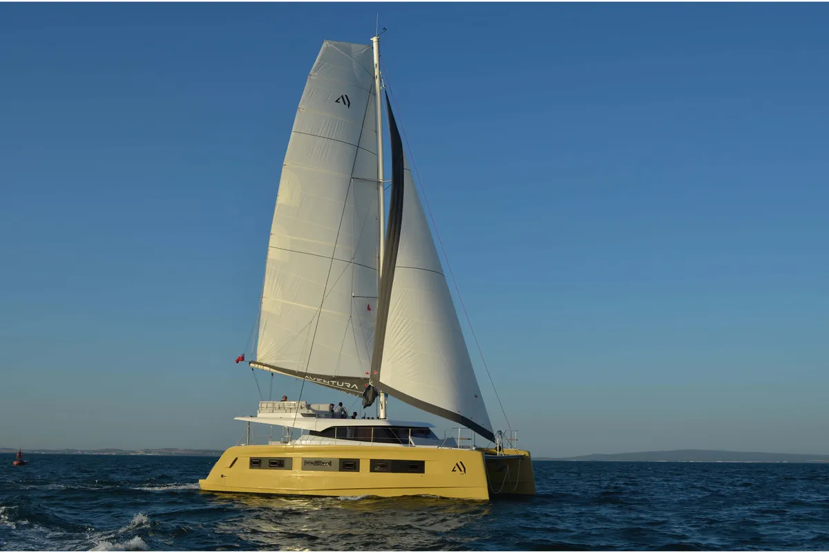 Carlota I, a Aventura 45 catamaran at Grimaud, France