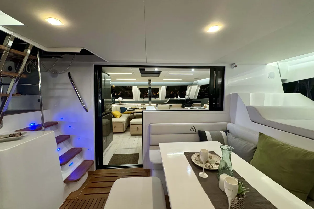Carlota I, a Aventura 45 catamaran at Grimaud, France
