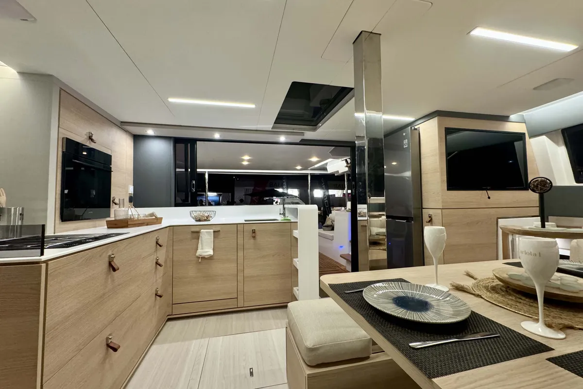 Carlota I, a Aventura 45 catamaran at Grimaud, France