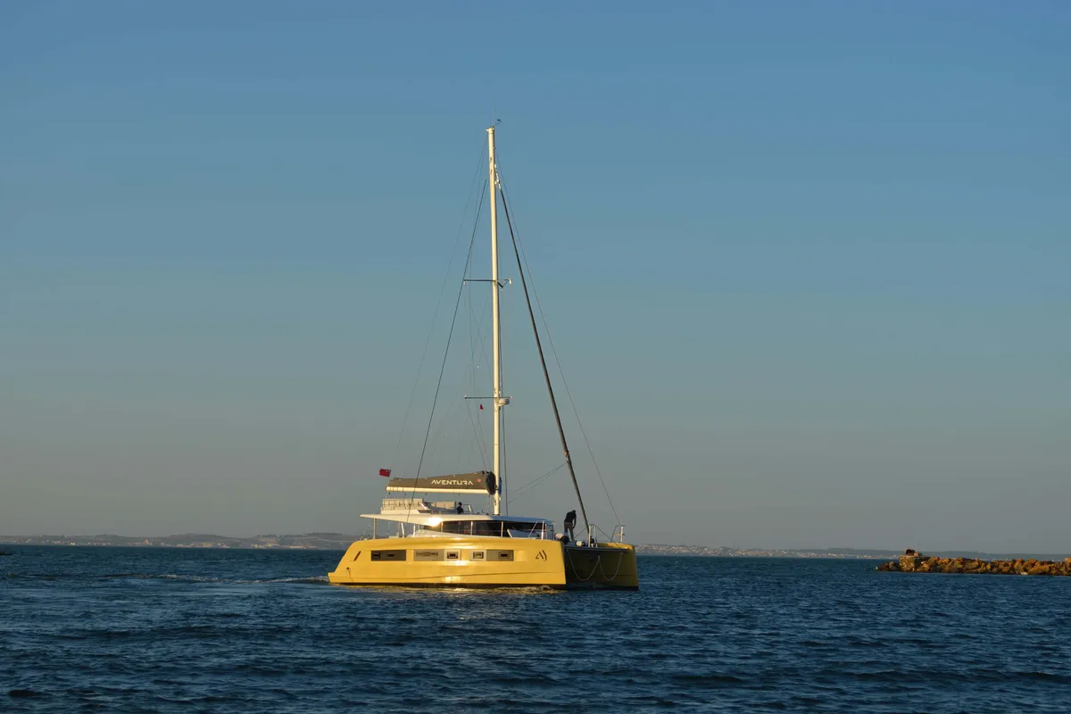 Carlota I, a Aventura 45 catamaran at Grimaud, France