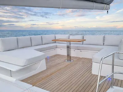 Galley of Carlota I, a Aventura 45 catamaran at Grimaud, France