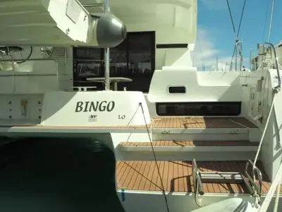 Deck of Bingo, a Lagoon 42 catamaran at Roche Caiman, Seychelles