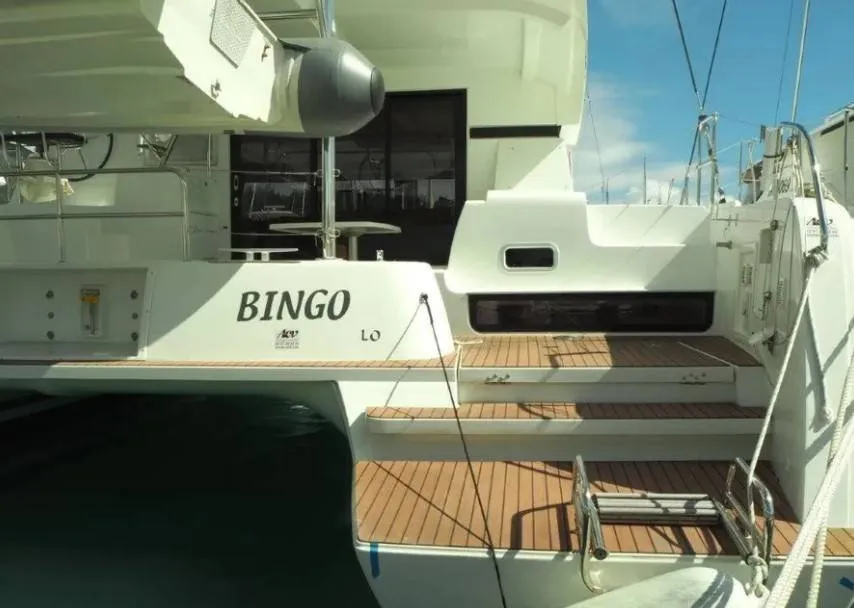 Deck of Bingo, a Lagoon 42 catamaran at Roche Caiman, Seychelles