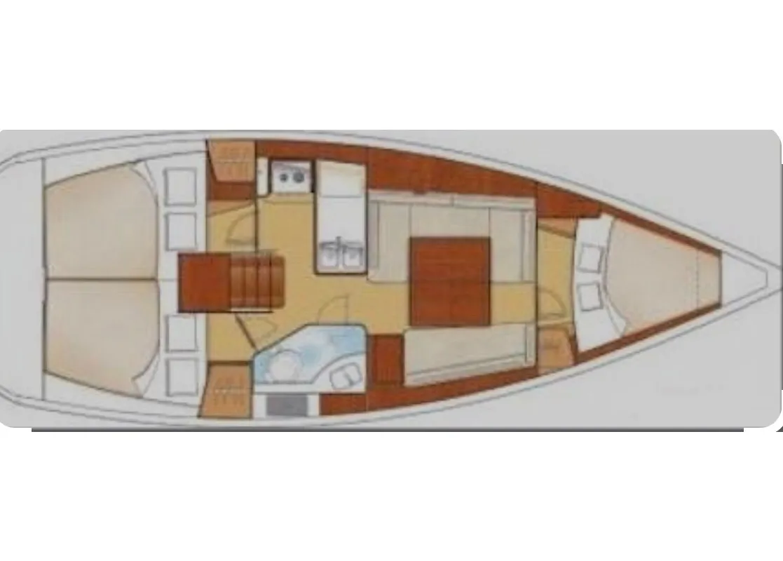 Floor plan of Nikoleta, a Beneteau Oceanis 34 sailboat at Municipal Unit of Ellomenos, Greece