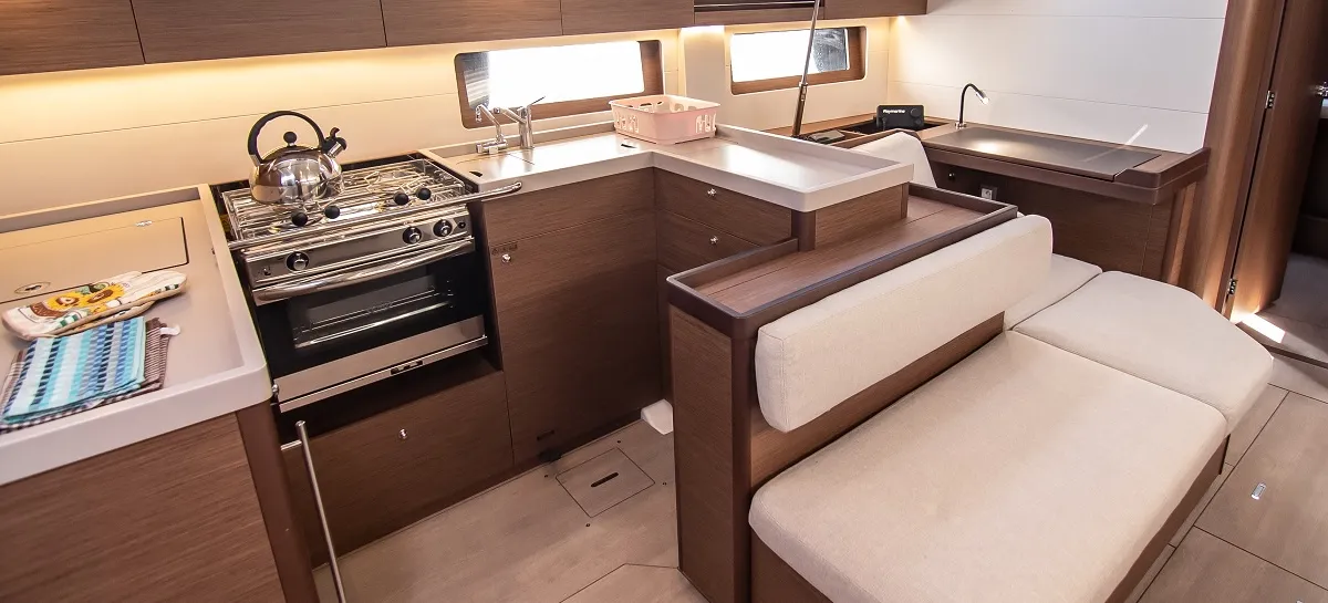 Galley of Theodora, a Beneteau Oceanis 51.1 sailboat at Municipal Unit of Lefkada, Greece