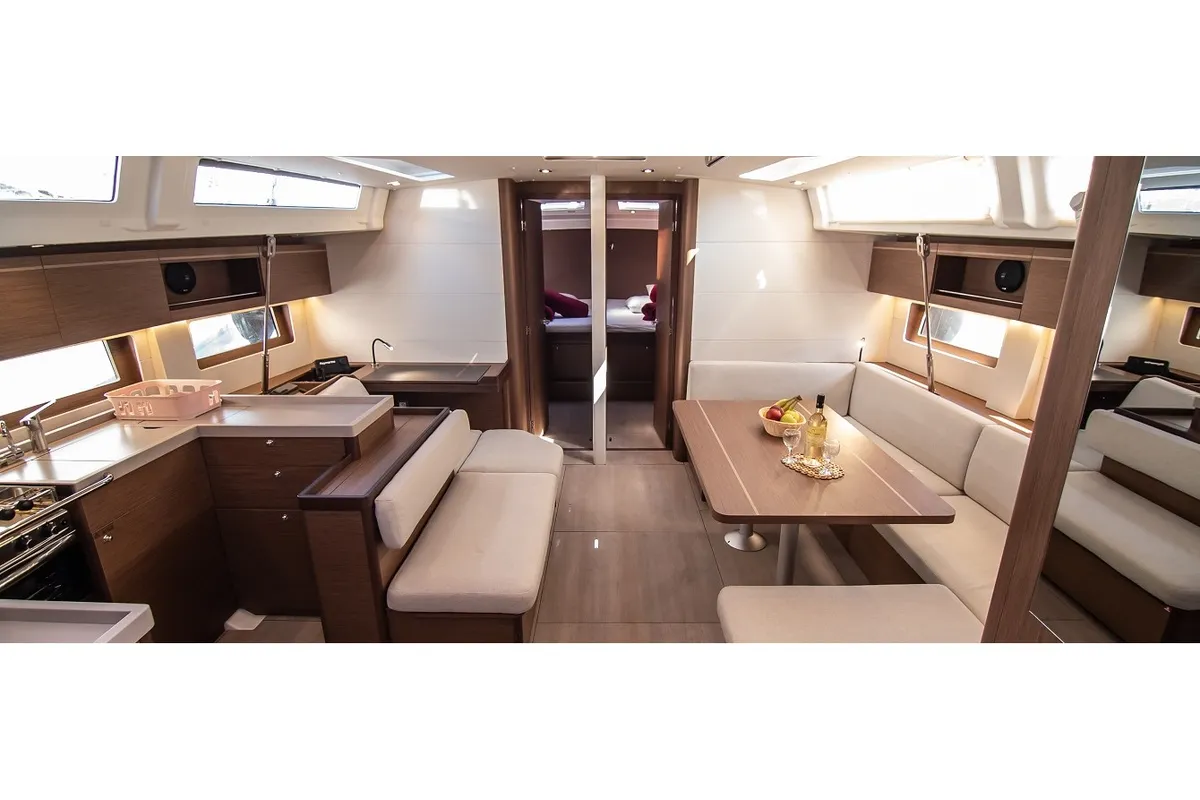 Salon of Theodora, a Beneteau Oceanis 51.1 sailboat at Municipal Unit of Lefkada, Greece