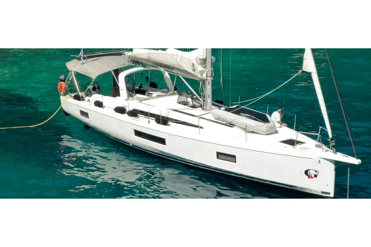 Exterior view of Theodora, a Beneteau Oceanis 51.1 sailboat at Municipal Unit of Lefkada, Greece