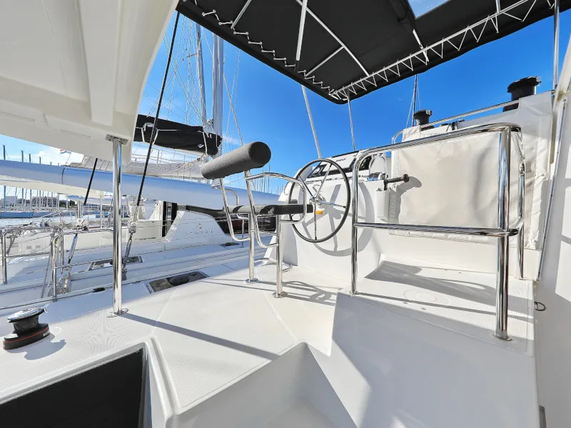 Cockpit of Sea Ya, a Lagoon 42 catamaran at Općina Sukošan, Croatia