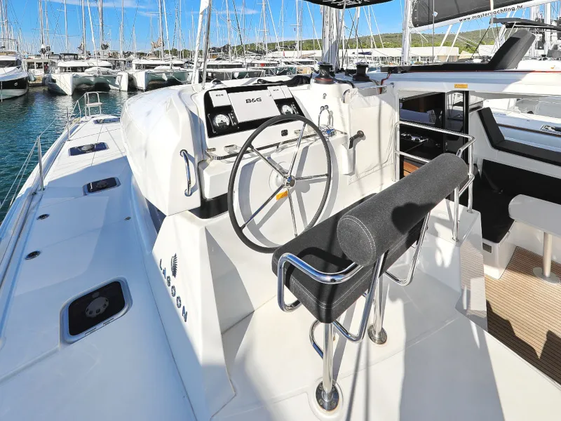 Cockpit of Sea Ya, a Lagoon 42 catamaran at Općina Sukošan, Croatia