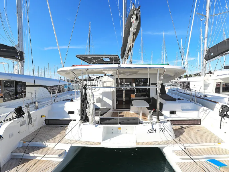 Exterior view of Sea Ya, a Lagoon 42 catamaran at Općina Sukošan, Croatia