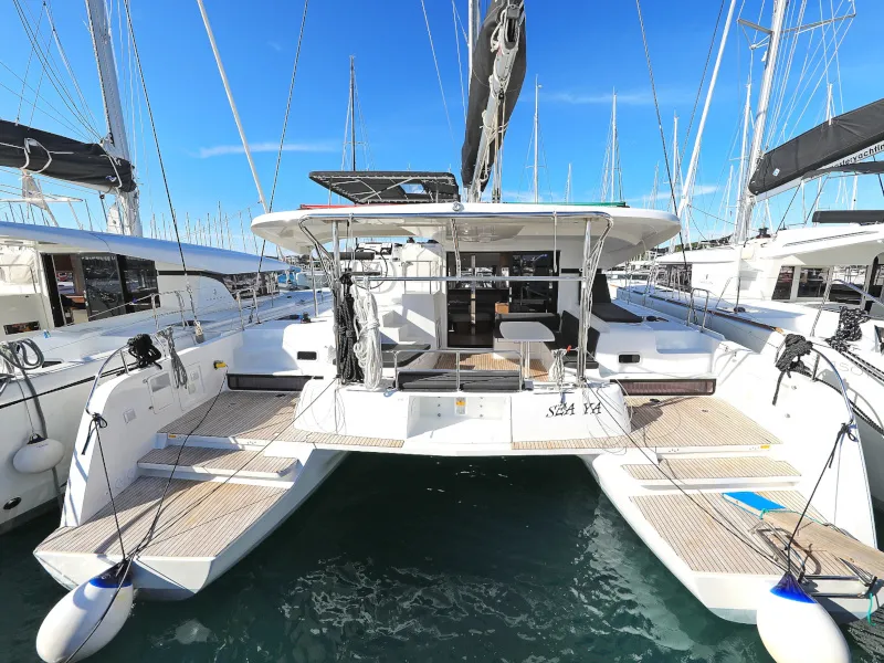Exterior view of Sea Ya, a Lagoon 42 catamaran at Općina Sukošan, Croatia