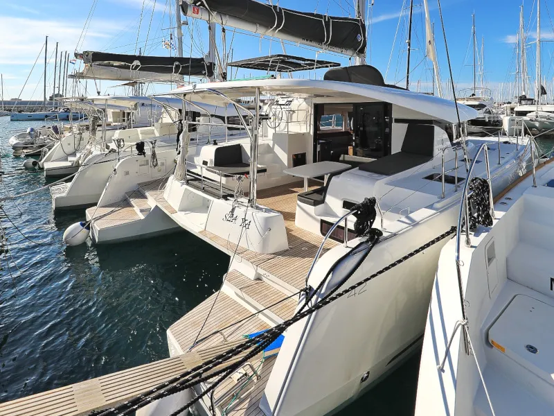Exterior view of Sea Ya, a Lagoon 42 catamaran at Općina Sukošan, Croatia