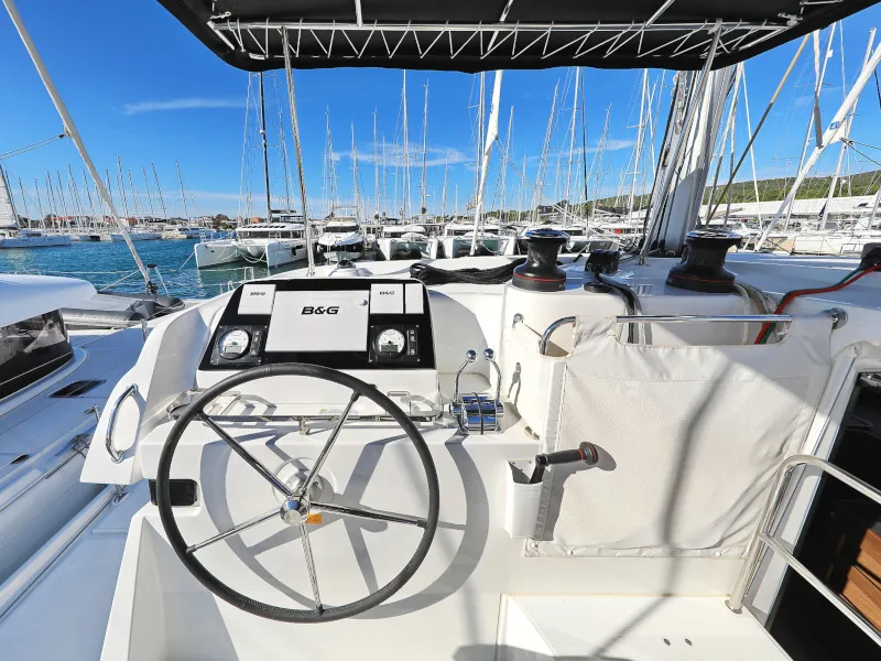 Cockpit of Sea Ya, a Lagoon 42 catamaran at Općina Sukošan, Croatia