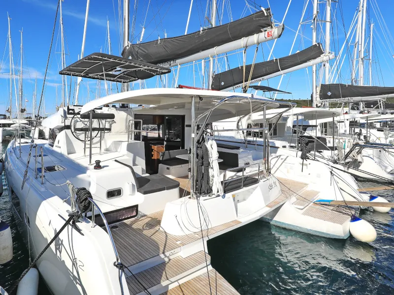 Exterior view of Sea Ya, a Lagoon 42 catamaran at Općina Sukošan, Croatia