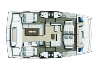 Floor plan of Vargas, a Bali Catspace catamaran at Marmaris, Turkey