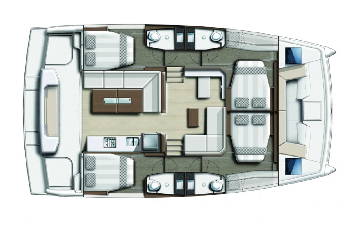 Floor plan of Vargas, a Bali Catspace catamaran at Marmaris, Turkey