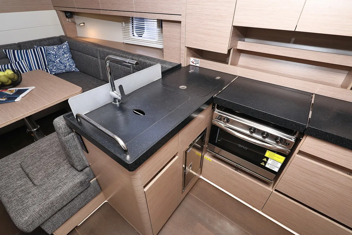 Galley of Magic Moments, a Hanse 458 sailboat at Seget Donji, Croatia