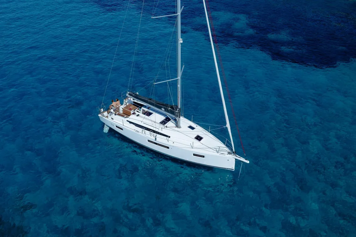 Exterior view of Stariel, a Jeanneau Sun Odyssey 415 sailboat at Grad Opatija, Croatia