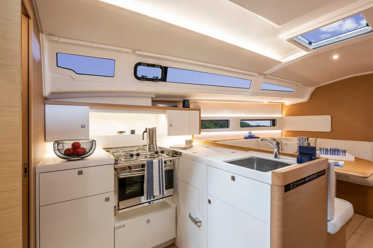 Galley of Stariel, a Jeanneau Sun Odyssey 415 sailboat at Grad Opatija, Croatia