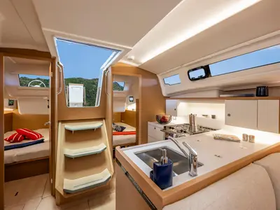 Galley of Stariel, a Jeanneau Sun Odyssey 415 sailboat at Grad Opatija, Croatia