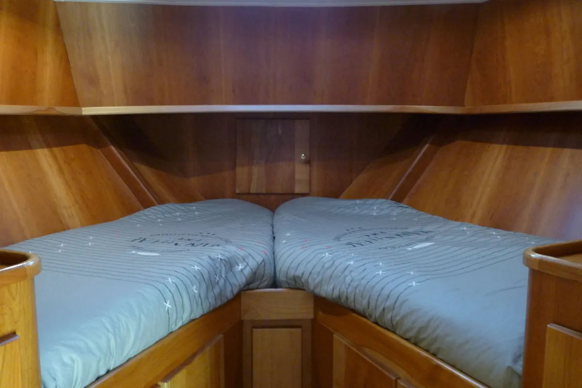 Cabin on Gulet Funcraft 1200, a motorboat at Akkrum, Netherlands