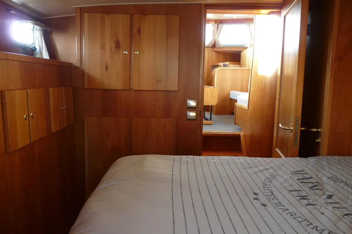 Cabin on Gulet Funcraft 1200, a motorboat at Akkrum, Netherlands