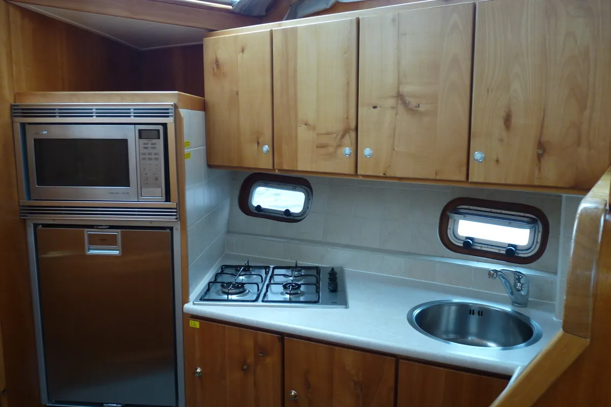 Galley of Gulet Funcraft 1200, a motorboat at Akkrum, Netherlands