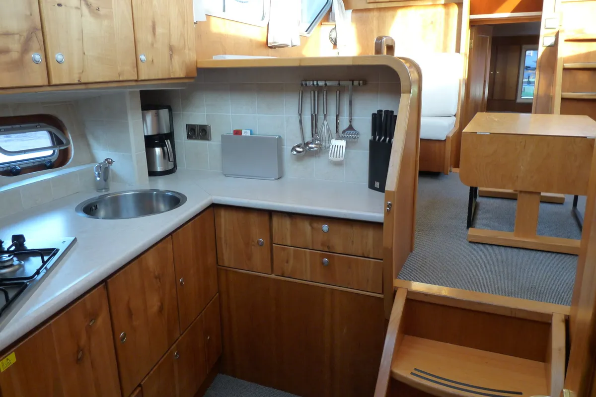 Galley of Gulet Funcraft 1200, a motorboat at Akkrum, Netherlands