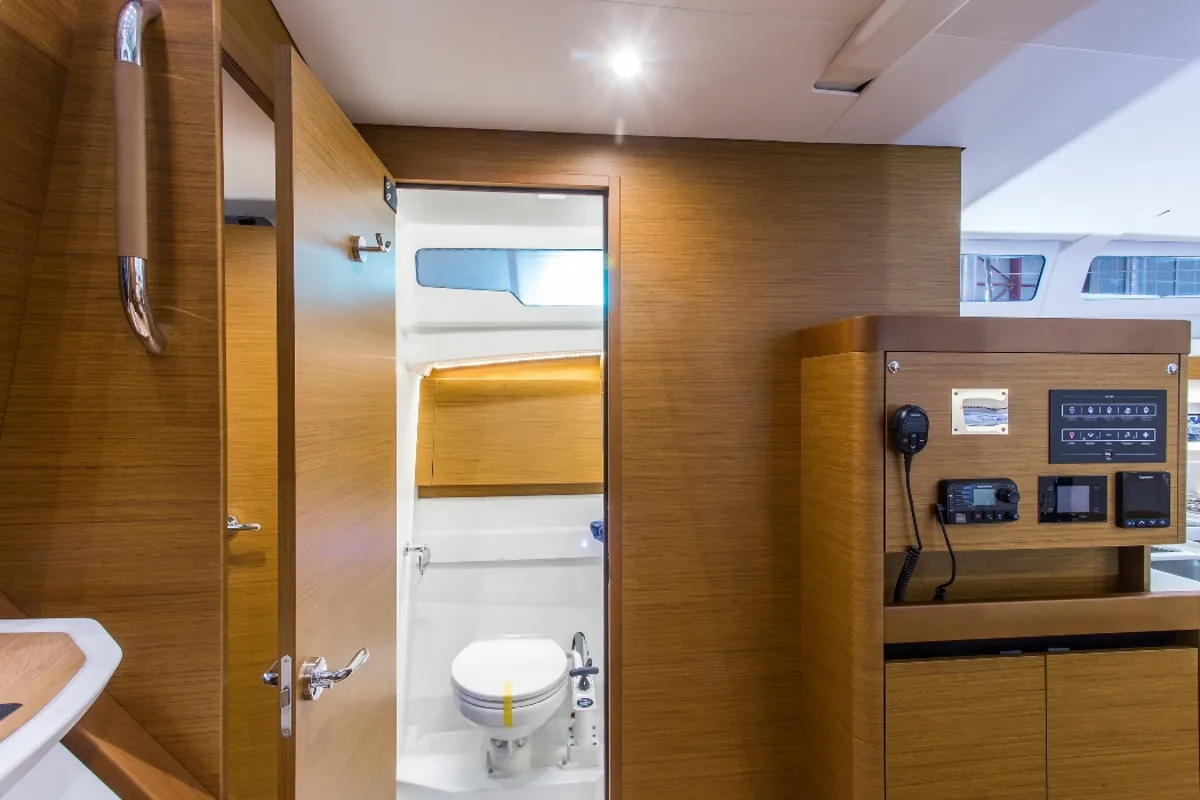 Head on Wanderlust, a Jeanneau Sun Odyssey 490 sailboat at Athens, Greece