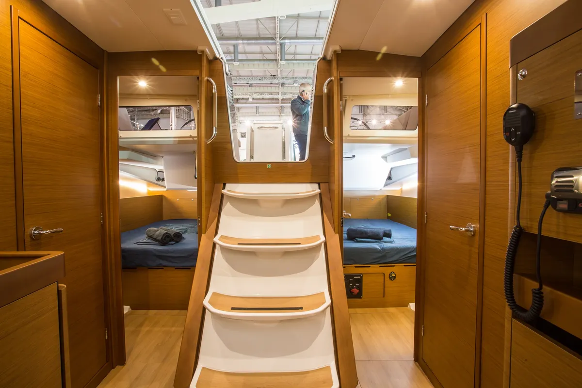 Salon of Wanderlust, a Jeanneau Sun Odyssey 490 sailboat at Athens, Greece
