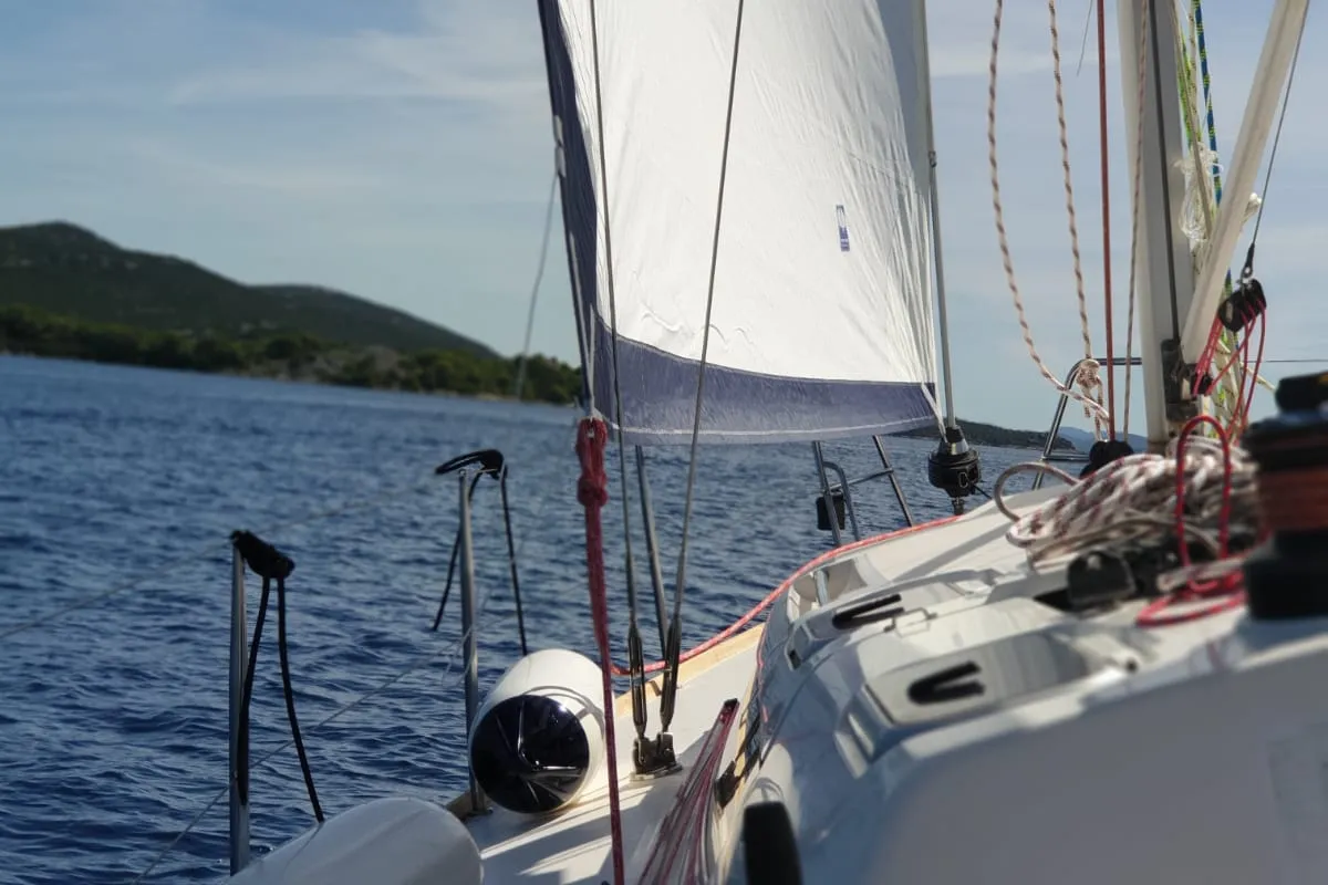 Deck of Miri, a Elan 340 sailboat at Općina Sukošan, Croatia