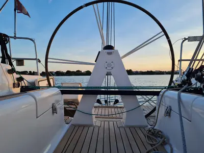 Cockpit of Miri, a Elan 340 sailboat at Općina Sukošan, Croatia
