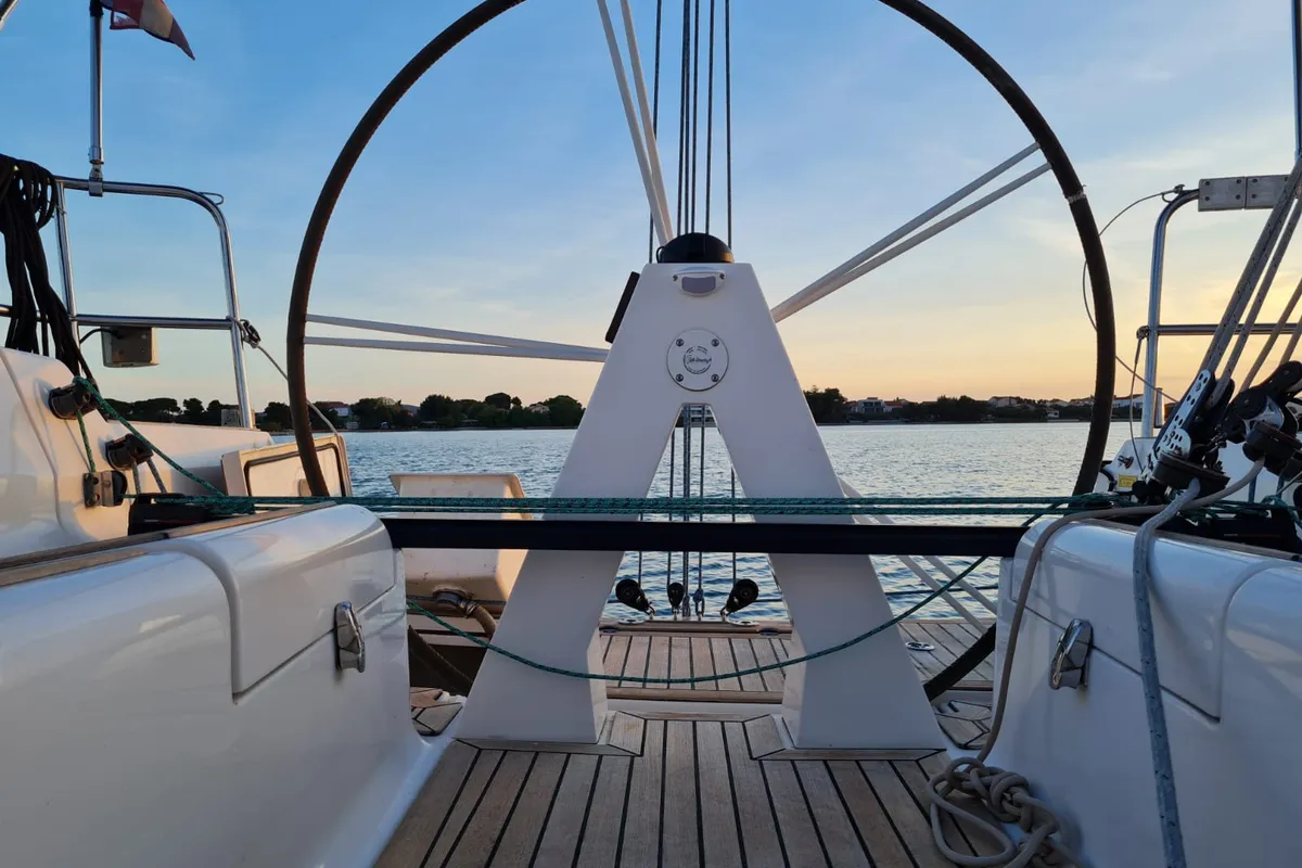 Cockpit of Miri, a Elan 340 sailboat at Općina Sukošan, Croatia