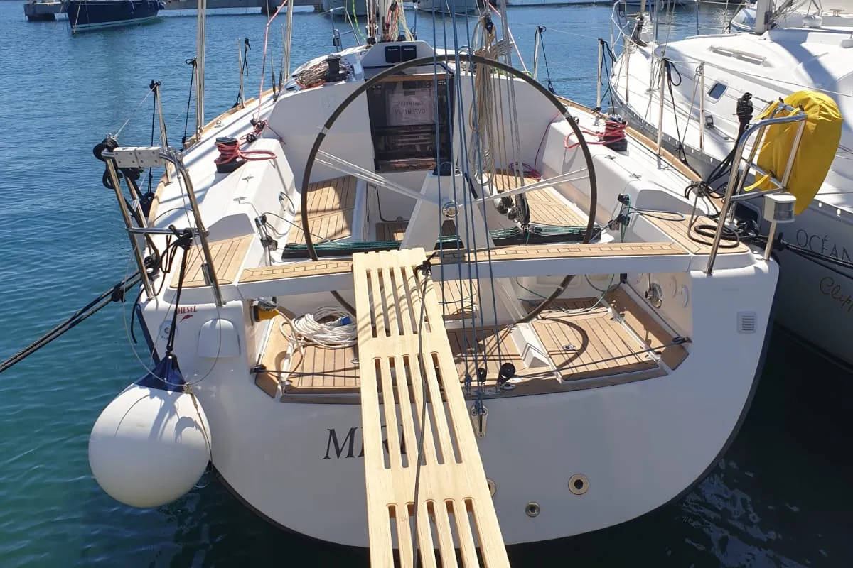 Deck of Miri, a Elan 340 sailboat at Općina Sukošan, Croatia