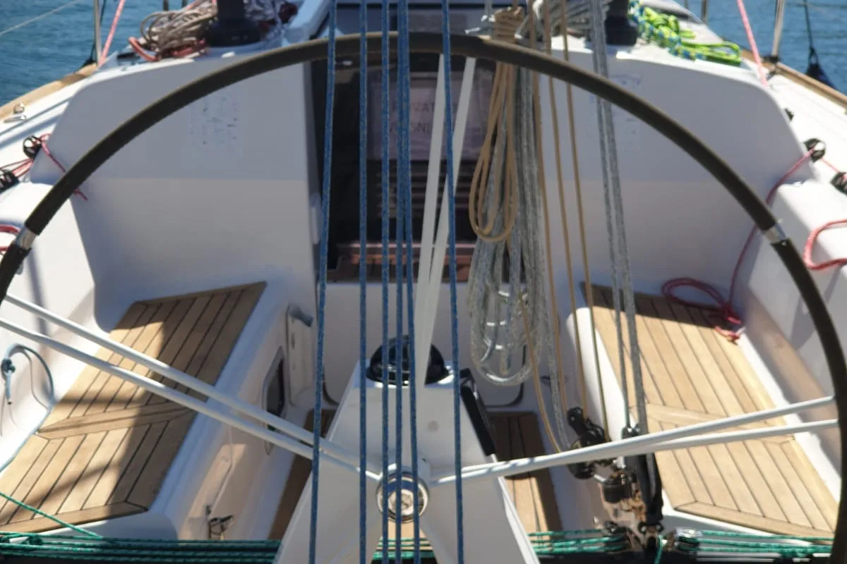 Cockpit of Miri, a Elan 340 sailboat at Općina Sukošan, Croatia