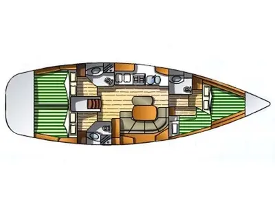 Floor plan of Jazz and Blues, a Beneteau Oceanis 423 sailboat at Nettuno, Italy