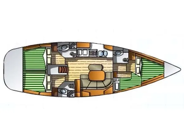 Floor plan of Jazz and Blues, a Beneteau Oceanis 423 sailboat at Nettuno, Italy